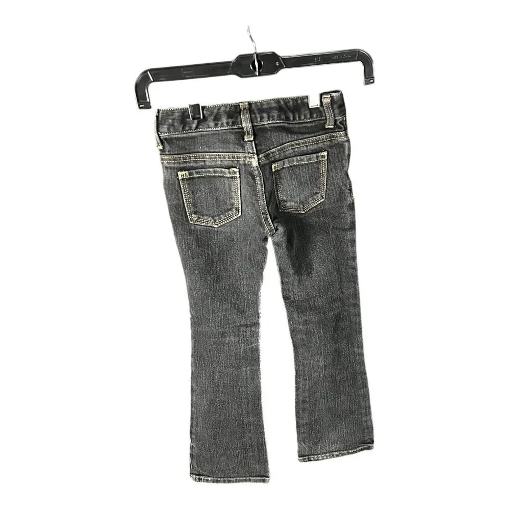 Old Navy Girls Black Boot Cut Denim Jeans Size 6 Adjustable‎ Waist Distressed